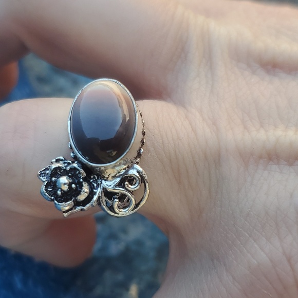 New Mookaite Jasper Silver Flower Ring. - Picture 5 of 16